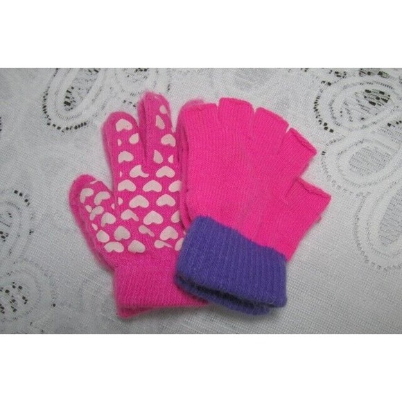 Girls Heart & Fingerless Gloves Winter Set - Picture 1 of 8